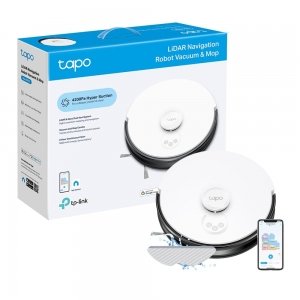 promo Tapo RV30 Aspirateur Robot Laveur, 4200Pa d’aspiration puissante, 300 Min d’Autonomie, Pour sols/tapis/poils/tâches collantes, LiDAR+Gyro Dual Navigation, Nettoyage personnalisable par WiFi/Alexa/App