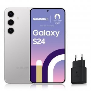 promo Samsung Galaxy S24, Smartphone Android 5G, 256 Go, Chargeur secteur rapide 25W inclus [Exclusivité Amazon], Smartphone déverrouillé, Argent, Version FR