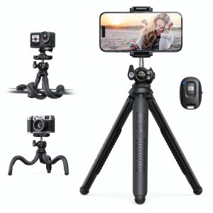 promo Lamicall Trépied pour Téléphone - [3 en 1] Mini Trépied Flexible Smartphone Portable avec Télécommande sans Fil, 360° Rotation, Mini Trépied Portable avec Vis 1/4'' pour iPhone/Android/GoPro/Caméra