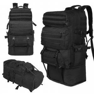 promo Oreunik Sac à dos militaire imperméable 45 l Molle Grand sac à dos d'assaut pour le trekking, le camping, la randonnée, etc., 65 l Noir, 45L