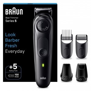 promo Braun Tondeuse À Barbe Series 5 BT5430, Tondeuse Pour Hommes Avec Outils De Stylisation, 100 Minutes D’autonomie