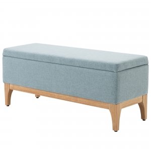 promo HOMCOM Banquette Coffre de Rangement 2 en 1 Style scandinave dim. 110L x 39l x 45H cm Tissu Vert d'eau