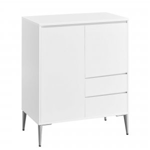 promo VASAGLE Meuble de Rangement, Commode, Buffet, 2 Compartiments avec Porte et Étagère Réglable, 2 Tiroirs, Moderne, 40 x 70 x 85 cm, pour Chambre, Salon, Salle à Manger, Bureau, Blanc Nuage BBK243W01