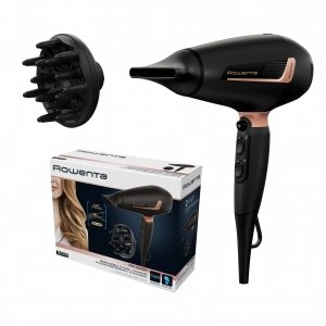 promo Rowenta Pro Expert Sèche-cheveux Moteur Pro AC, Puissance 2200 W, Séchage ultra-rapide, Système ionique pour réduire l'électricité statique, 2 accessoires, Touche air froid CV8830F0