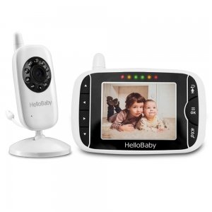 promo Hello Baby HB32 Moniteur Vidéo sans Fil avec Appareil Photo Numérique, Surveillance de la Température de Vision Nocturne et Système de Communication Bidirectionnelle (Blanc) (HB32), 720p