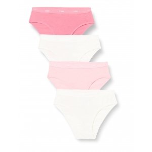 promo DIM Culotte Fille Les Pockets EcoDIM Coton x4, Nacre/Rose/Fuchsia/Nacre, 10 ans