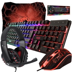 promo Orzly Kit de Jeu Rx250 4 en 1 composé d’Un Clavier rétroéclairé RVB [Disposition AZERTY] d’Une Souris [jusqu'à 3200 DPI] d’Un Casque de Jeu et d’Un Tapis de Souris Grand Format pour PC, Xbox, PS4