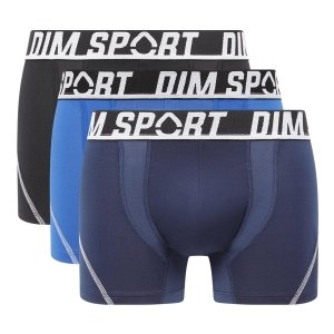 promo DIM Boxer Homme Sport Micro Thermorégulation x3, Noir/Bleu De Berlin/Bleu Cyan, L