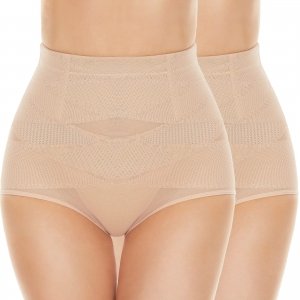 promo SIMIYA Femme Culotte Sculptante Gainante Amincissante Invisible Ventre Plat Culottes Gaine Contrôle Taille Haute Shapewear Minceur Ventre Plat Efficace sous-vêtements Shape 2pcs (2*Beige, 3XL)