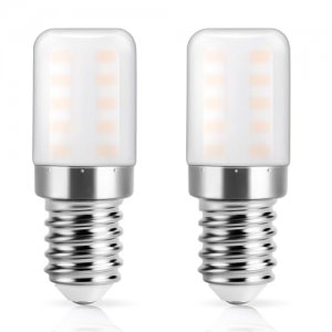 promo DiCUNO Ampoule LED réfrigérateur E14, Blanc chaud 2700K, 3W remplace l'ampoule halogène 30W pour réfrigérateur, 270lm, Petit culot à vis lampe LED pour frigo, hotte, machine à coudre, 2 Unité