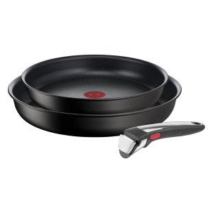 promo Tefal Ingenio Unlimited On Lot de 2 Poêles 22/26 cm + 1 poignée amovible, Induction, Revêtement antiadhésif, Empilable, Compatible lave-vaisselle, Fabriqué en France L3959843