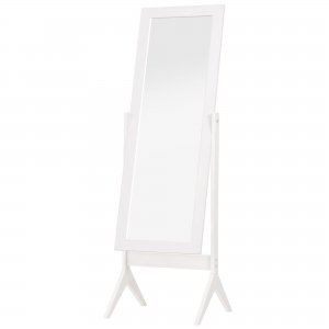 promo HOMCOM Miroir en Pied Grand Miroir de Sol Inclinaison réglable pour Dressing Chambre dim. 47L x 46l x 148H cm en Bois Blanc