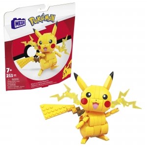 promo MEGA Pokémon Figurine Action Pikachu 12 cm, Jeu De Briques De Construction pour Enfants Et Adultes, Modèle Pokémon À Collectionner avec 211 Pièces, Jouet pour Enfant de 7 Ans et Plus,GMD31