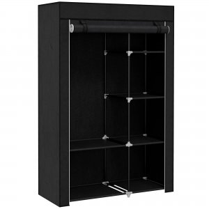 promo HOMCOM Armoire penderie Multi-Rangement - 6 étagères, 1 Barre - dim. 103L x 43l x 162,5H cm - Acier Noir non tissé Noir