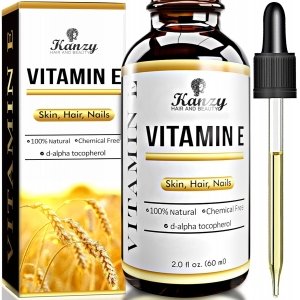 promo Kanzy Huile de Vitamine E Visage Cosmetique, D-Alpha-Tocophérol 100% Naturelle Vitamine E Huile Pour Cheveux, Visage et Corps, Anti-âge Anti Rides Vitamine E 60ml