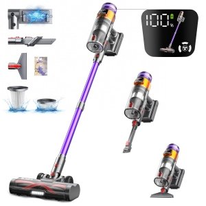 promo Bulelink 45kPa/550W/65Mins Aspirateur Balai sans Fil, Aspirateur sans Fil Puissant, Écran OLED Intelligent, Anti-emmêlement, Chargement Mural, Aspirateur Balais pour Tapis,Sols Durs,Poils d'animaux