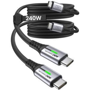 promo INIU 240W Cable USB C vers USB C, [2-Pack 2m] PD3.0 48V/5A Câble USB Type C Charge Rapide pour iPhone 15 Pro Max MacBook iPad Air, Dell HP EliteBook Laptop, Steam Deck, Samsung Galaxy S23/22 Ultra etc