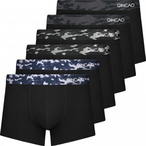 promo QINCAO Boxers Homme Lot de 6 Coton Pas d'étiquette Qui Gratte sous-vêtement Fitted Trunk Caleçons Ultra Doux Confortale