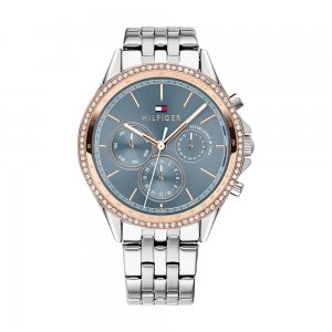 promo Tommy Hilfiger Montre Analogique Multifunction à Quartz pour femme avec Bracelet en Acier Inoxydable argenté - 1781976