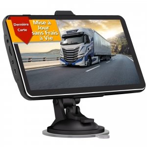 promo GPS Voiture, TOUTBIEN 2,5D Incurvé Écran Tactile Navigation Auto 7 Pouces GPS Poids Lourds Dernière Cartes UK Europe Cartographie Mise à Jour sans Frais à Vie, Alertes de Caméra/Vitesse, Guidage Vocal