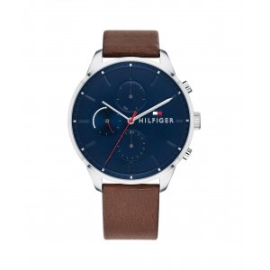 promo Tommy Hilfiger Montre Analogique Multifunction à Quartz pour homme avec Bracelet en cuir Marron - 1791487