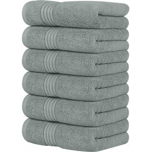 promo Utopia Towels - Lot de 6 Serviettes de Toilette de Luxe, (41 x 71 CM) 100% Coton filé, légères et très absorbantes pour la Salle de Bain, Le Voyage, Le Camping, l'hôtel et Le Spa (Gris Froid)