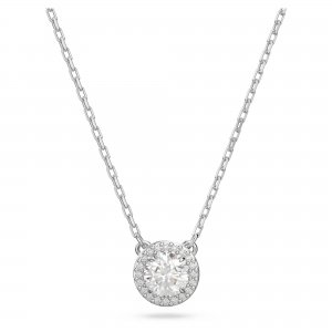 promo Swarovski Collier Pendentif Constella en cristal blanc de taille ronde, plaqué rhodium