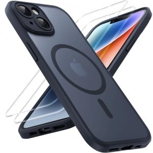promo TOCOL 3 en 1 Coque pour iPhone 14 Magnétique, avec 2 Verre Trempé Protection écran [Protection de l'objectif améliorée] Coque Aimantée pour iPhone 14 6.1\