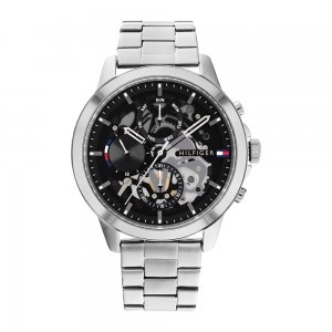 promo Tommy Hilfiger Montre Analogique Multifunction à Quartz pour homme avec Bracelet en Acier Inoxydable argenté - 1710477