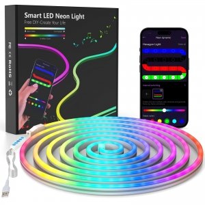 promo Neon Ruban LED 3m RGB avec Contrôle APP, Changement de Couleur, Segmentable, Synchronisation Musicale - Bandeau Lumineuse pour Déco Intérieur Maison (3M)