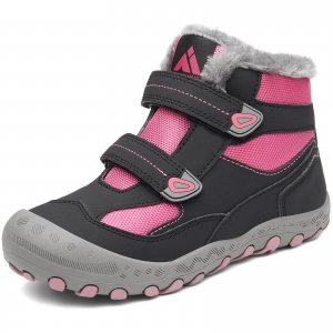 promo Mishansha Bottes de Neige Enfants Bottines Garçon Fille avec Doublure Chaude Chaussure Hiver Antidérapantes Confortable pour Randonnée Outdoor, Violet Magenta 24 EU