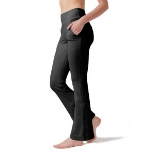 promo LaiEr Pantalons de Yoga pour Femmes,Pantalons Décontractés à la Maison à Quatre Poches,Pantalon de Travail Taille Haute, Leggings élastiques à Quatre Directions, Pantalons évasés,Noir,M