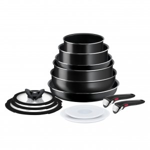 promo Tefal Ingenio Batterie de cuisine 13 pièces, Poêles, Casseroles, Wok, Poignées amovibles, Pas d'induction, Revêtement antiadhésif, Empilable, Fabriqué in France, Easy On L1599243