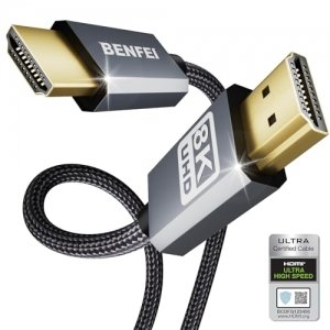 promo BENFEI Câble HDMI vers HDMI, 4K@240Hz, 4K@144Hz, 8K@60 Hz, HDMI 2.1, 1.8 mètre 48 Gbit/s, coque en aluminium, nylon tressé, compatible avec TV/PS5/PS4/ Xbox-Serie X