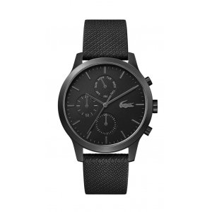 promo Lacoste Montre Analogique Multifunction à Quartz pour homme avec Bracelet en cuir Noir - 2010997