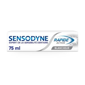 promo Sensodyne Dentifrice Rapide Action Blancheur, Sensibilité Dentaire, Dents Sensibles, Soulagement Rapide et Protection Longue Durée, 75 ml