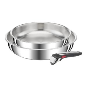 promo Tefal Ingenio Preference On Lot de 2 Poêles 24/28 cm + poignée amovible, Induction, Acier inoxydable, Empilable, Compatible lave-vaisselle, Fabriqué en France L9759002