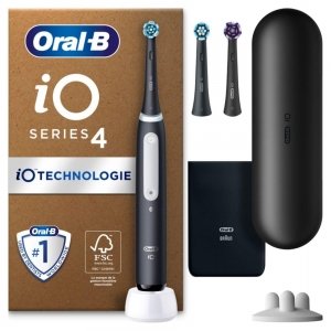 promo Oral-B iO Series 4 Plus Edition Brosse à dents électrique + 3 brosses à dents + 4 modes de nettoyage Emballage recyclable, Cadeau Saint Valentin