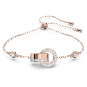 promo Swarovski Bracelet Hollow femme ajustable, cristaux blancs brillants et placage de ton or rosé, taille M