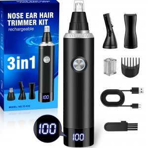 promo JEETIF Tondeuse Nez,3-En-1 Coupe Poils Nez Et Oreilles USB Rechargeable,Indolore Rasoir Poil De Nez Homme Professionnel,Pour Le Nez Oreilles Barbe Sourcils Corps,Pour Homme Et Femme,IPX7 Imperméable