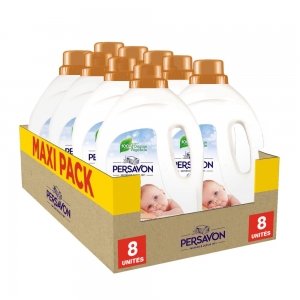 promo Persavon - Lessive Bébé, à l'Extrait d'Abricot BIO, Hypoallergénique, Peaux Sensibles, Sans Colorant, 30 Lavages - 8x 1500 ml