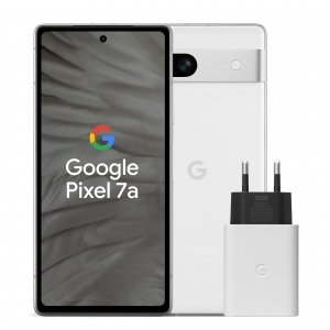 promo Google Pixel 7a et chargeur – Smartphone Android 5G débloqué avec objectif grand angle et 24 heures d'autonomie – Neige