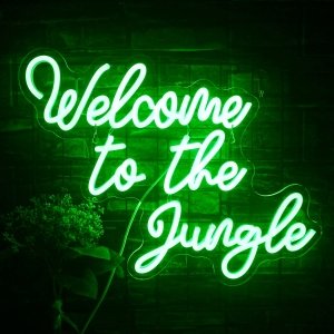 promo Welcome to the Jungle Enseigne au Néon Enseignes lumineuses au Néon Vert LED Word pour Décoration murale Enseigne Lumineuse Lettre USB pour Cadeau d'entrée de Maison Jardin