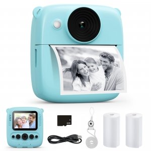 promo Appareil Photo Instantané Enfant, CalineGam 48MP 1080P Appareil Photo Numérique Enfant avec Carte 32GB & Papier Photo, Noël Anniversaire Cadeau pour Filles Garçons 3-12 Ans (Bleu)