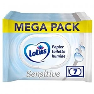 promo Lotus Papier Toilette Humide Sensitive - Sans colorant, ni parfum - Fibres FSC 100 % d’origine naturelle - 294 feuilles 42 unités (Lot de 7)