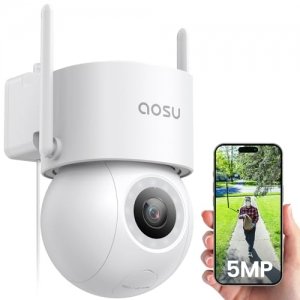 promo AOSU 3K 5MP Camera Surveillance WiFi Extérieure Filaire 360°PTZ Caméra IP Exterieur WiFi 2.4GHz, 400Lm Projecteur Vision Nocturne Couleur, Sécurité et Protection des véhicules, 24/7 Enregistrement