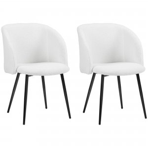 promo HOMCOM Lot de 2 chaises de Salle à Manger Chaise de Cuisine en Tissu Chaise de Salon avec Pieds en Acier - 55 x 62 x 80 cm Blanc Noir