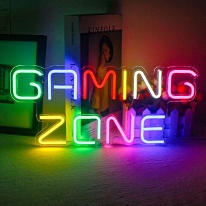 promo ineonlife Gaming Zone Panneau Néon LED coloré pour décoration murale Lettre Panneau Néon pour salle de jeux, Zone de jeux, Man Cave, Cadeaux pour les joueurs, les garçons, les hommes