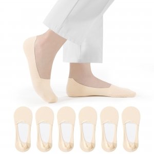 promo Closemate 6 Paires Chaussettes Invisibles Femme Chaussette Basse 35 38 39 42 Coupe Arbitrairement Protège-pied Socquettes Avec Silicone Antidérapant Chaussettes Fines(6Nude,Taille S)