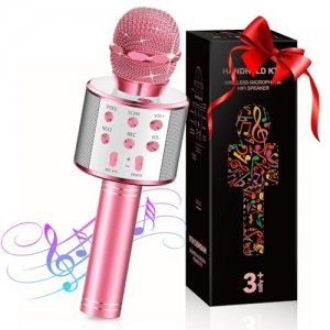 promo GeschenPark Microphone Enfant, Micro Karaoke Cadeau Anniversaire Fille 4-10 Ans Micro Enfant pour Chanter Fille, Cadeaux de Vacances pour Enfants Jouet Enfant 3-12 Ans Fille - Cadeau Noël